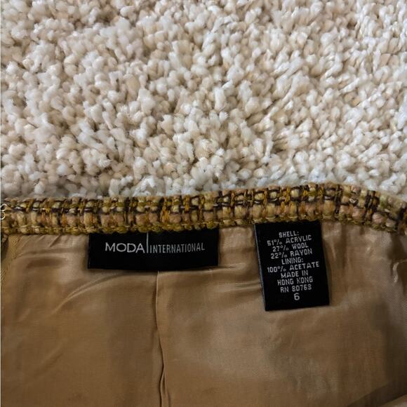 Moda International Soft Brown Wool Blend Pencil Skirt Size 6 - Picture 5 of 7